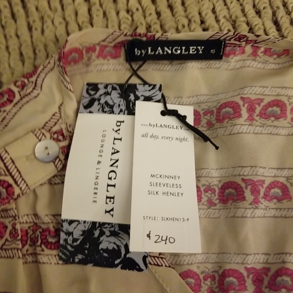 by Langley McKinney sleeveless silk Henley - Picture 3 of 6